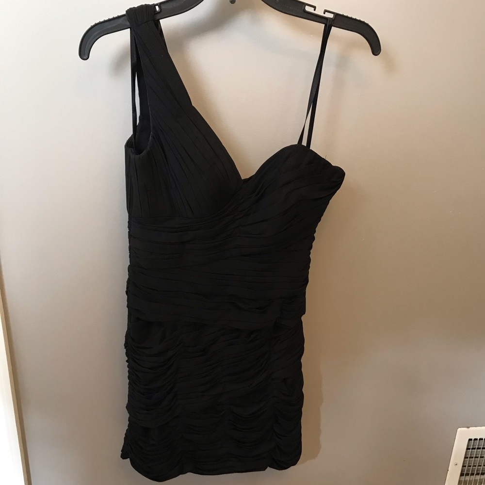 One Shoulder Short Black Dress